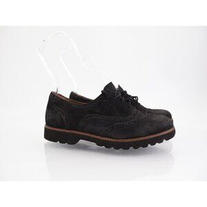 Earthies Santana Shoes Womens 7.5 Black Suede Leather Lace Up Wingtip Oxford